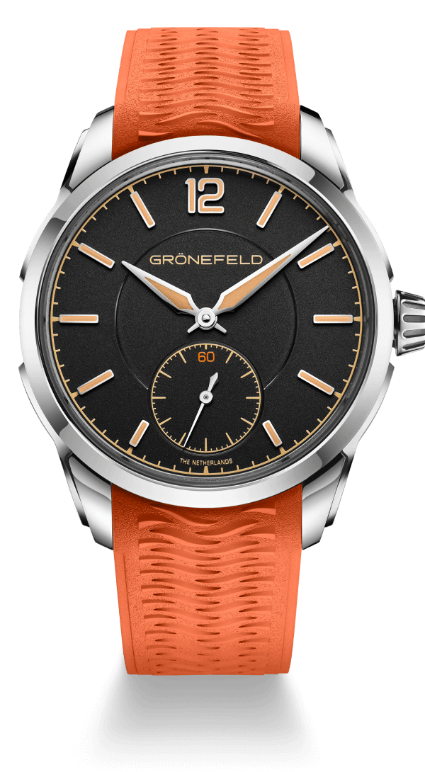 Orange strap with stainless steel inserts